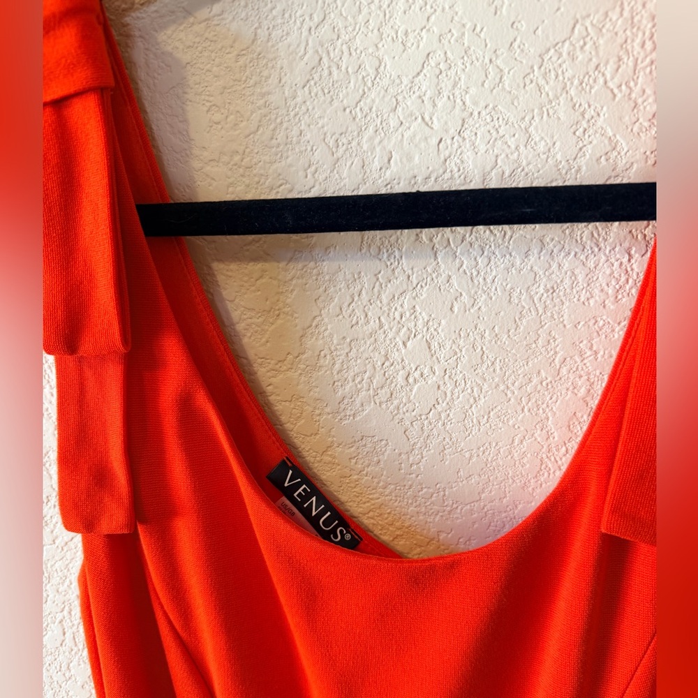 VENUS Bright Orange Tie-Shoulder Midi Dress - Picture 7 of 9